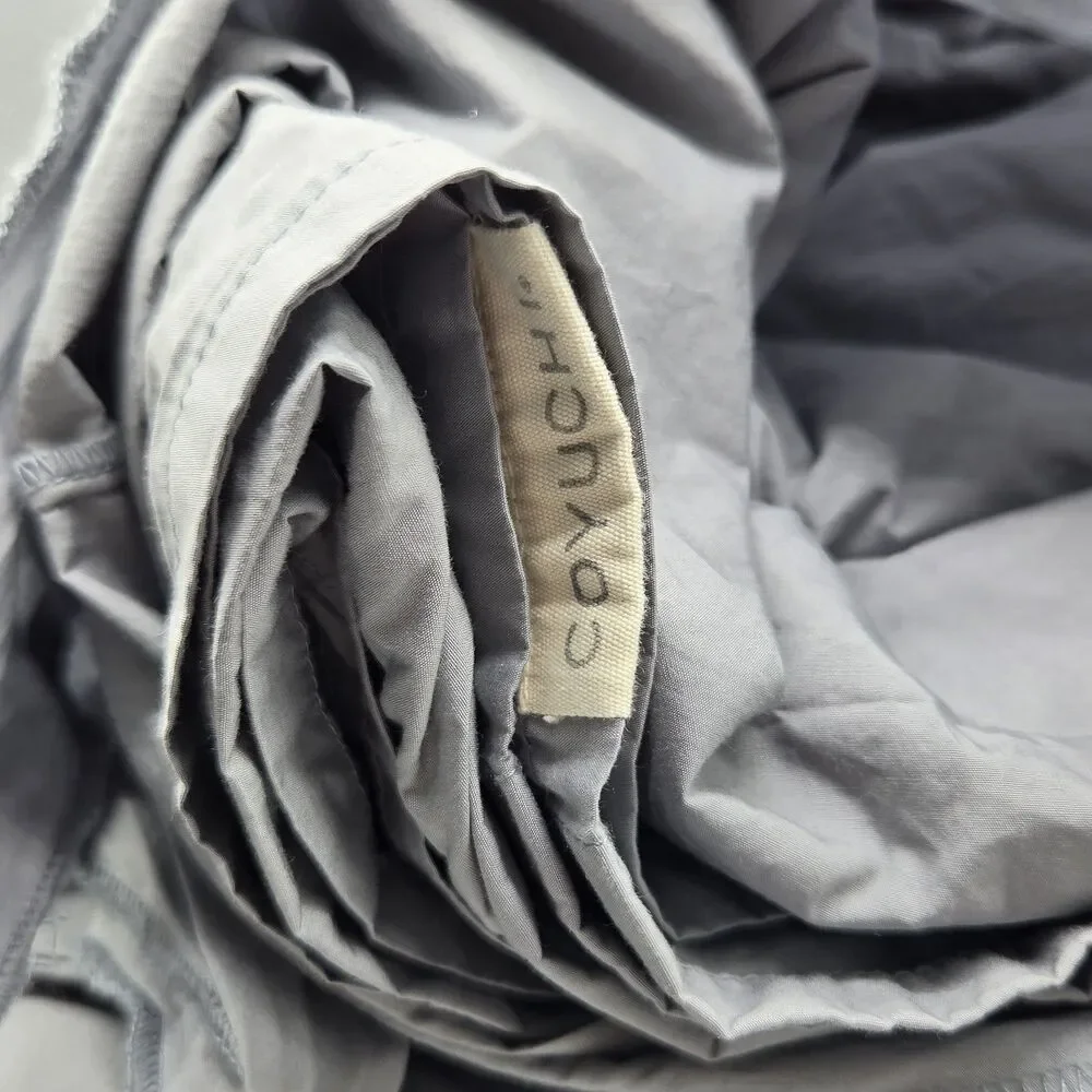 Coyuchi 100% Organic Percale Cotton Cal-King Sheet Set Steel Blue 300TC GOTS New